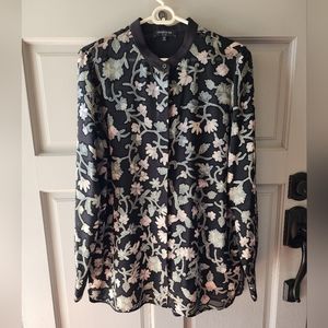Lafayette 148 New York Brayden Floral Burnout Velvet Blouse, Size M